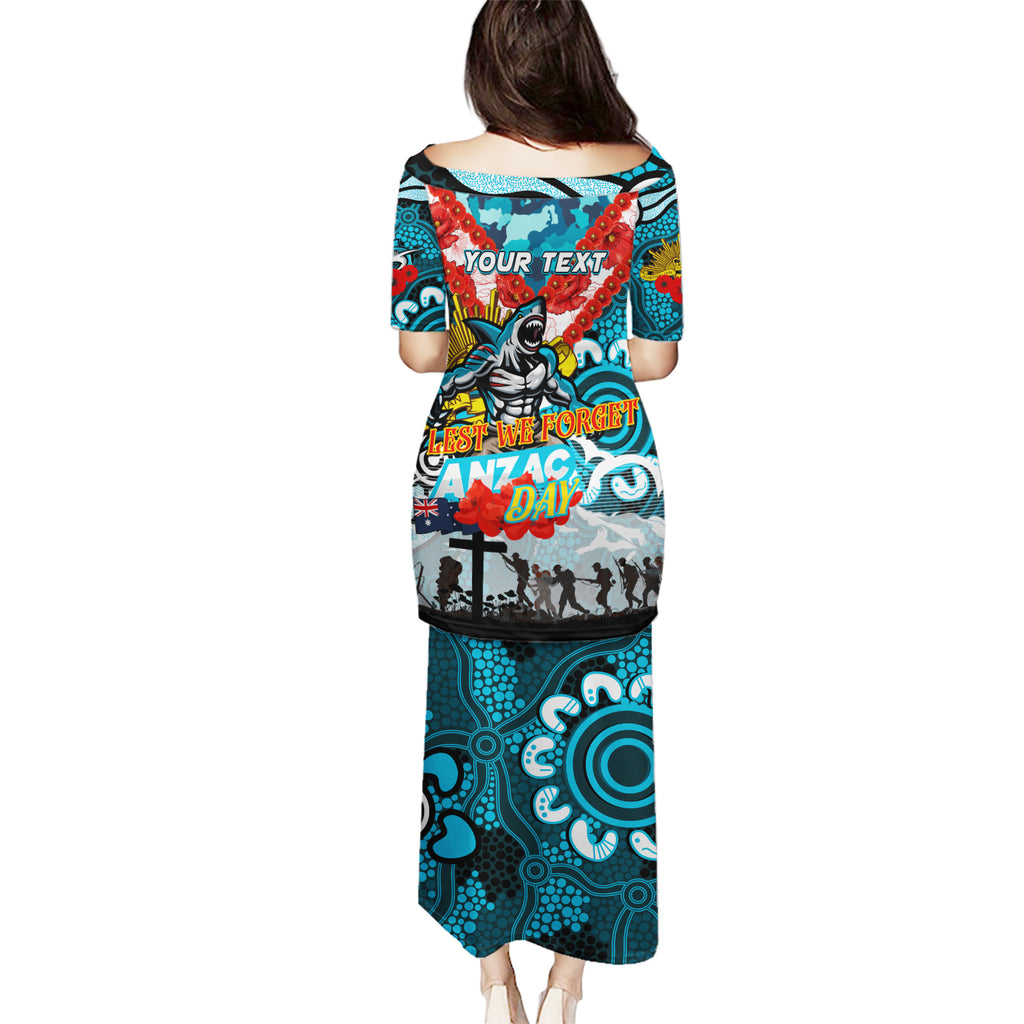 Personalised Sharks ANZAC Day Puletasi Aboriginal Rising Sun