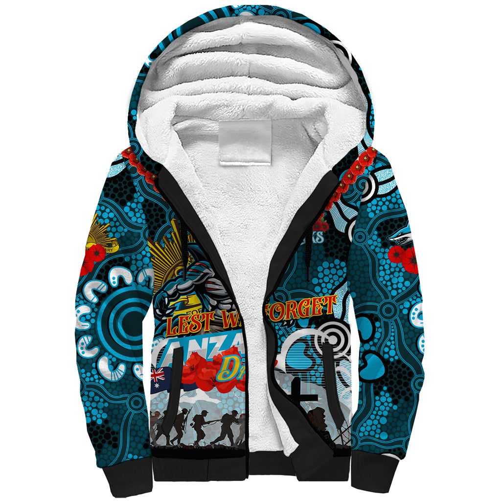 Personalised Sharks ANZAC Day Sherpa Hoodie Aboriginal Rising Sun