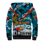 Personalised Sharks ANZAC Day Sherpa Hoodie Aboriginal Rising Sun