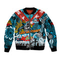 Personalised Sharks ANZAC Day Sleeve Zip Bomber Jacket Aboriginal Rising Sun