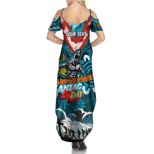 Personalised Sharks ANZAC Day Summer Maxi Dress Aboriginal Rising Sun