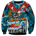 Personalised Sharks ANZAC Day Sweatshirt Aboriginal Rising Sun