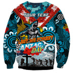 Personalised Sharks ANZAC Day Sweatshirt Aboriginal Rising Sun