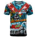 Personalised Sharks ANZAC Day T Shirt Aboriginal Rising Sun