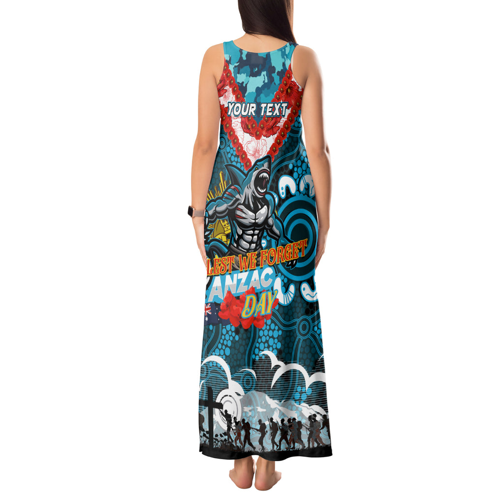 Personalised Sharks ANZAC Day Tank Maxi Dress Aboriginal Rising Sun