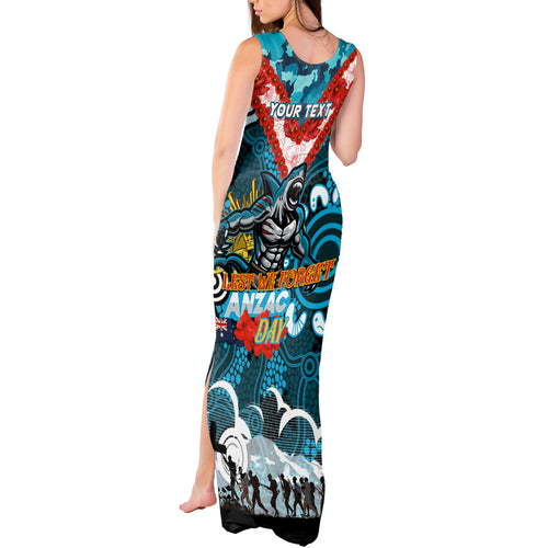 Personalised Sharks ANZAC Day Tank Maxi Dress Aboriginal Rising Sun