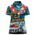 Personalised Sharks ANZAC Day Women Polo Shirt Aboriginal Rising Sun