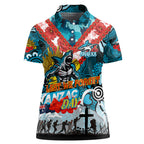 Personalised Sharks ANZAC Day Women Polo Shirt Aboriginal Rising Sun