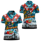 Personalised Sharks ANZAC Day Women Polo Shirt Aboriginal Rising Sun