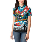Personalised Sharks ANZAC Day Women Polo Shirt Aboriginal Rising Sun