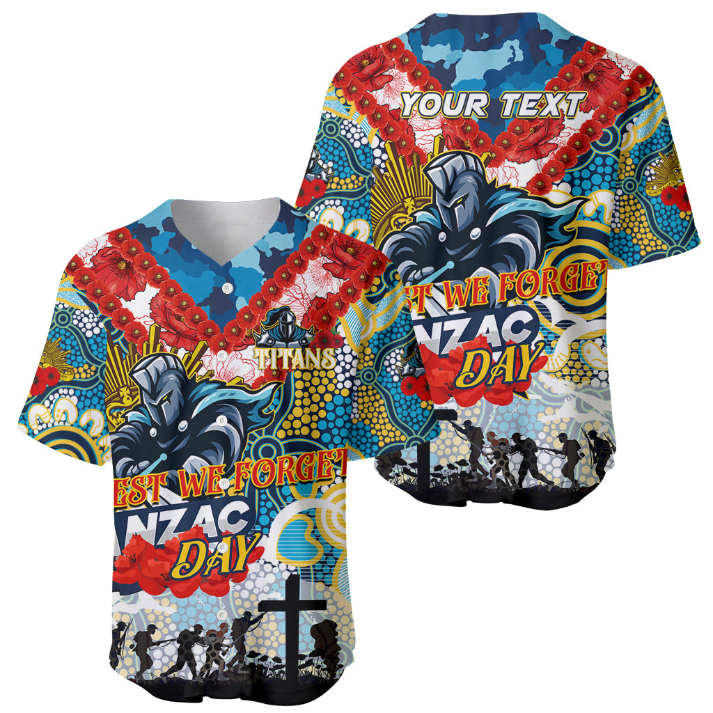 Personalised Titans ANZAC Day Baseball Jersey Aboriginal Rising Sun