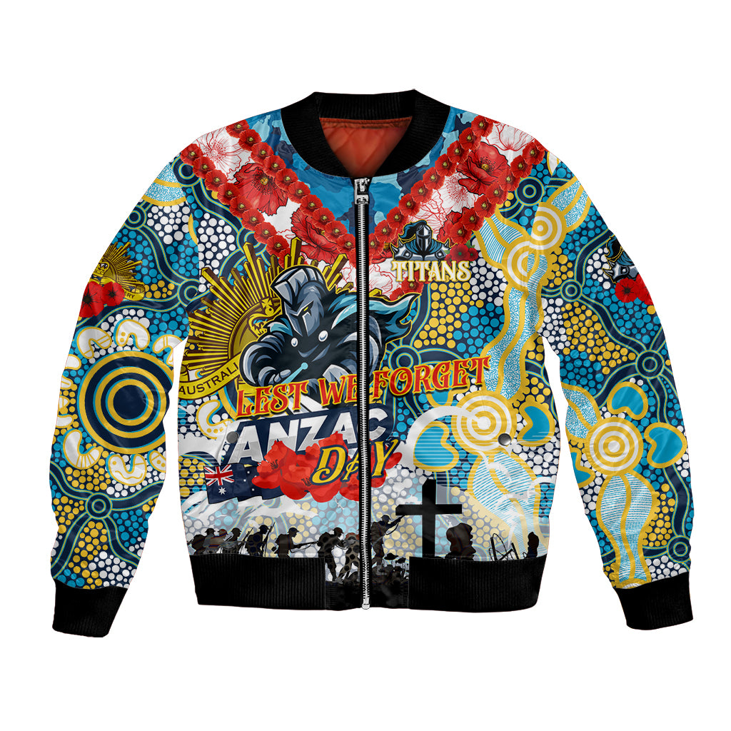 Personalised Titans ANZAC Day Bomber Jacket Aboriginal Rising Sun