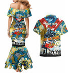 Personalised Titans ANZAC Day Couples Matching Mermaid Dress and Hawaiian Shirt Aboriginal Rising Sun