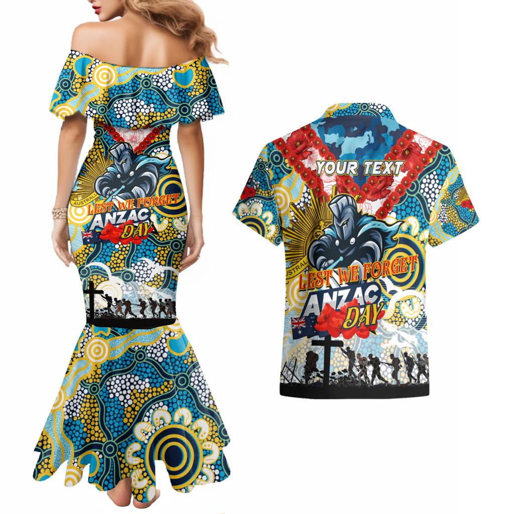Personalised Titans ANZAC Day Couples Matching Mermaid Dress and Hawaiian Shirt Aboriginal Rising Sun