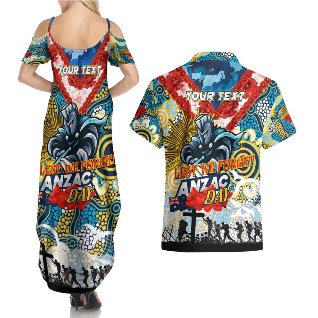 Personalised Titans ANZAC Day Couples Matching Summer Maxi Dress and Hawaiian Shirt Aboriginal Rising Sun