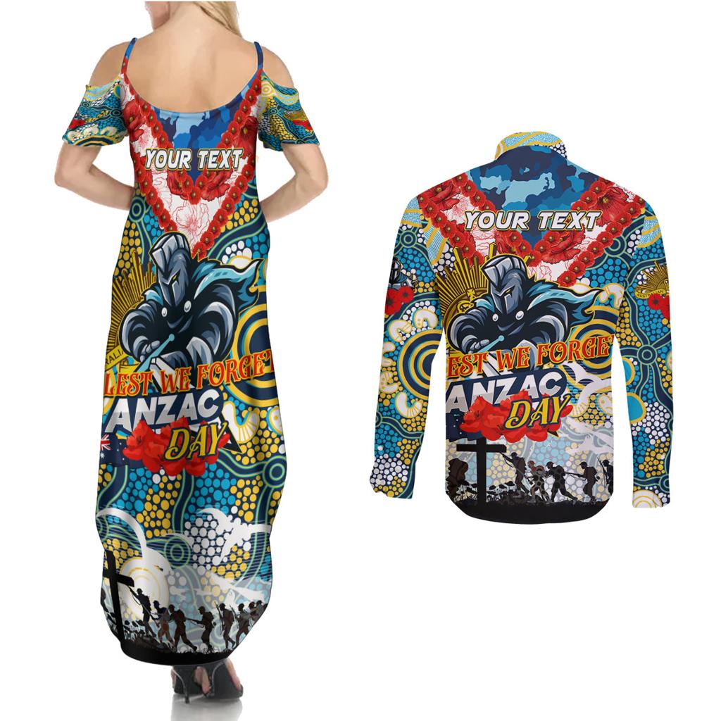 Personalised Titans ANZAC Day Couples Matching Summer Maxi Dress and Long Sleeve Button Shirt Aboriginal Rising Sun