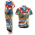 Personalised Titans ANZAC Day Couples Matching Tank Maxi Dress and Hawaiian Shirt Aboriginal Rising Sun