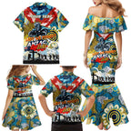 Personalised Titans ANZAC Day Family Matching Mermaid Dress and Hawaiian Shirt Aboriginal Rising Sun