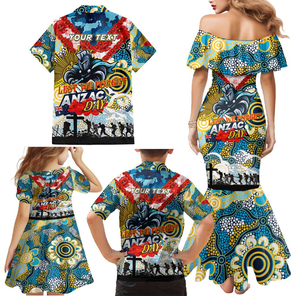 Personalised Titans ANZAC Day Family Matching Mermaid Dress and Hawaiian Shirt Aboriginal Rising Sun
