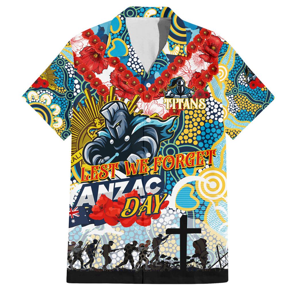 Personalised Titans ANZAC Day Family Matching Off The Shoulder Long Sleeve Dress and Hawaiian Shirt Aboriginal Rising Sun