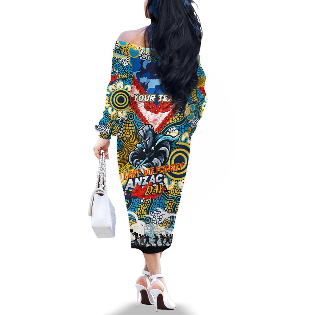 Personalised Titans ANZAC Day Family Matching Off The Shoulder Long Sleeve Dress and Hawaiian Shirt Aboriginal Rising Sun