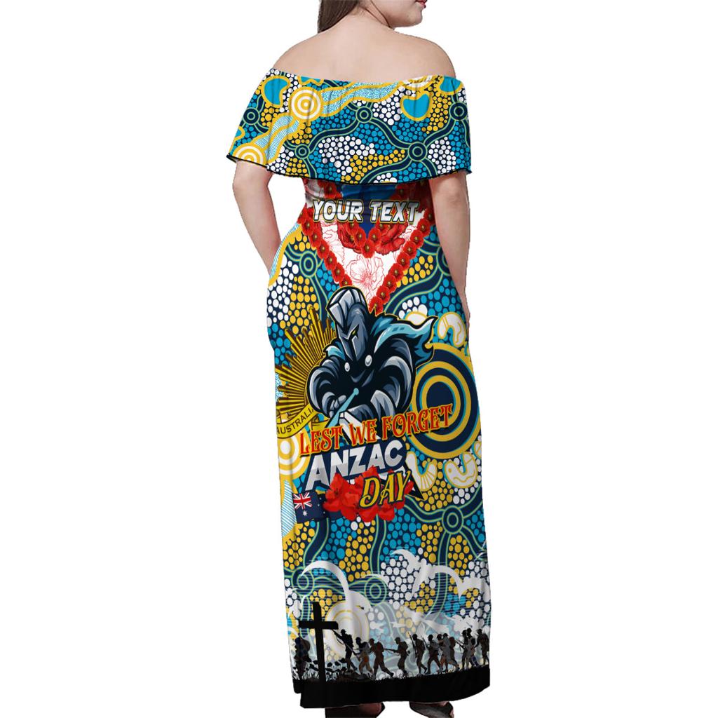 Personalised Titans ANZAC Day Family Matching Off Shoulder Maxi Dress and Hawaiian Shirt Aboriginal Rising Sun