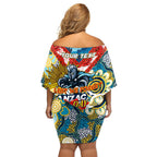 Personalised Titans ANZAC Day Family Matching Off Shoulder Short Dress and Hawaiian Shirt Aboriginal Rising Sun