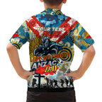 Personalised Titans ANZAC Day Family Matching Short Sleeve Bodycon Dress and Hawaiian Shirt Aboriginal Rising Sun