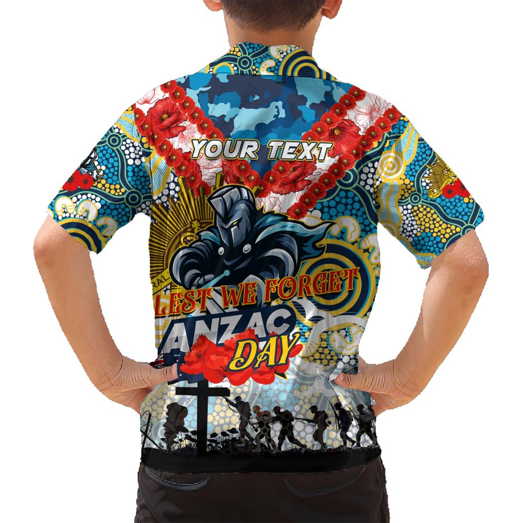 Personalised Titans ANZAC Day Family Matching Short Sleeve Bodycon Dress and Hawaiian Shirt Aboriginal Rising Sun
