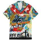 Personalised Titans ANZAC Day Family Matching Short Sleeve Bodycon Dress and Hawaiian Shirt Aboriginal Rising Sun