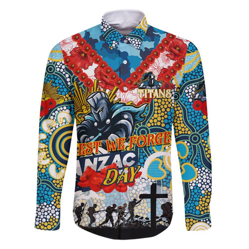 Personalised Titans ANZAC Day Family Matching Short Sleeve Bodycon Dress and Hawaiian Shirt Aboriginal Rising Sun