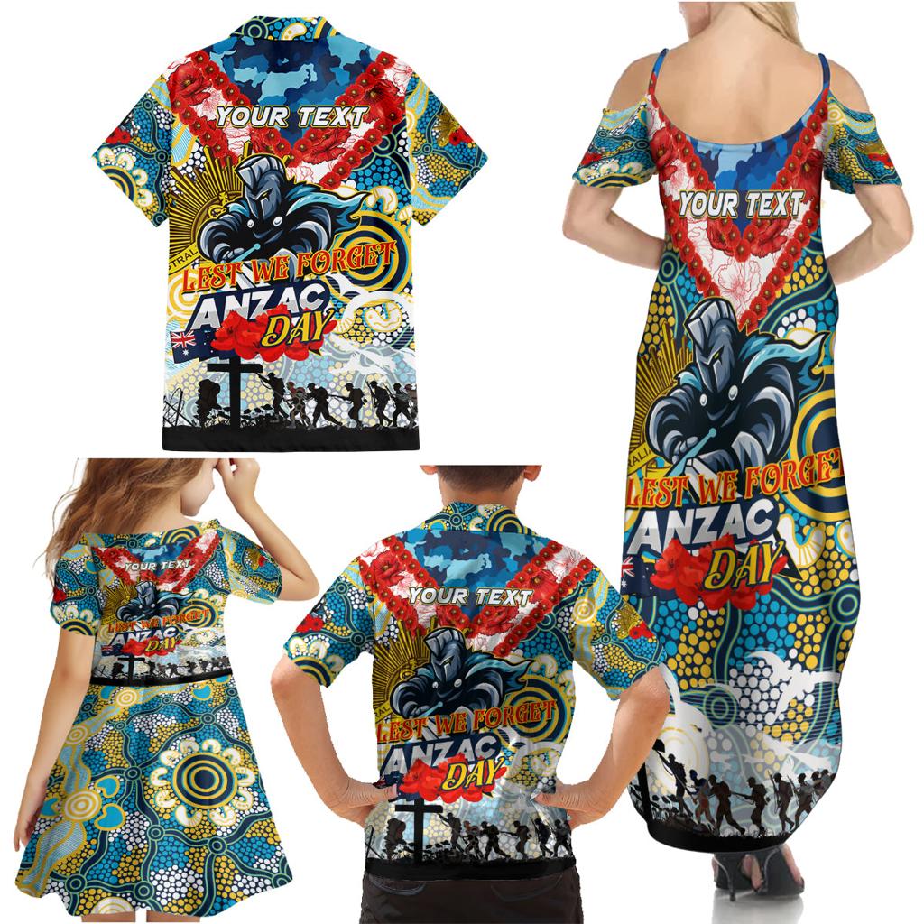 Personalised Titans ANZAC Day Family Matching Summer Maxi Dress and Hawaiian Shirt Aboriginal Rising Sun