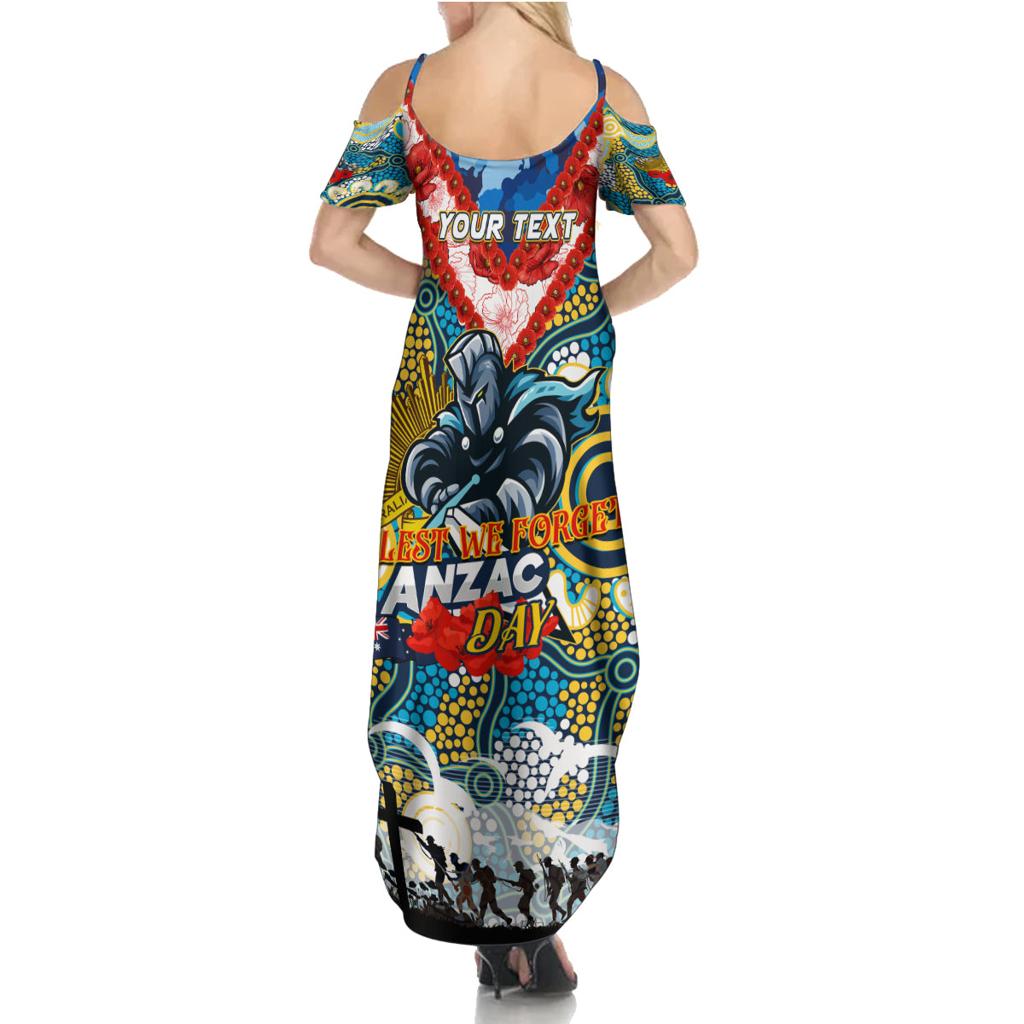 Personalised Titans ANZAC Day Family Matching Summer Maxi Dress and Hawaiian Shirt Aboriginal Rising Sun