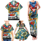 Personalised Titans ANZAC Day Family Matching Tank Maxi Dress and Hawaiian Shirt Aboriginal Rising Sun
