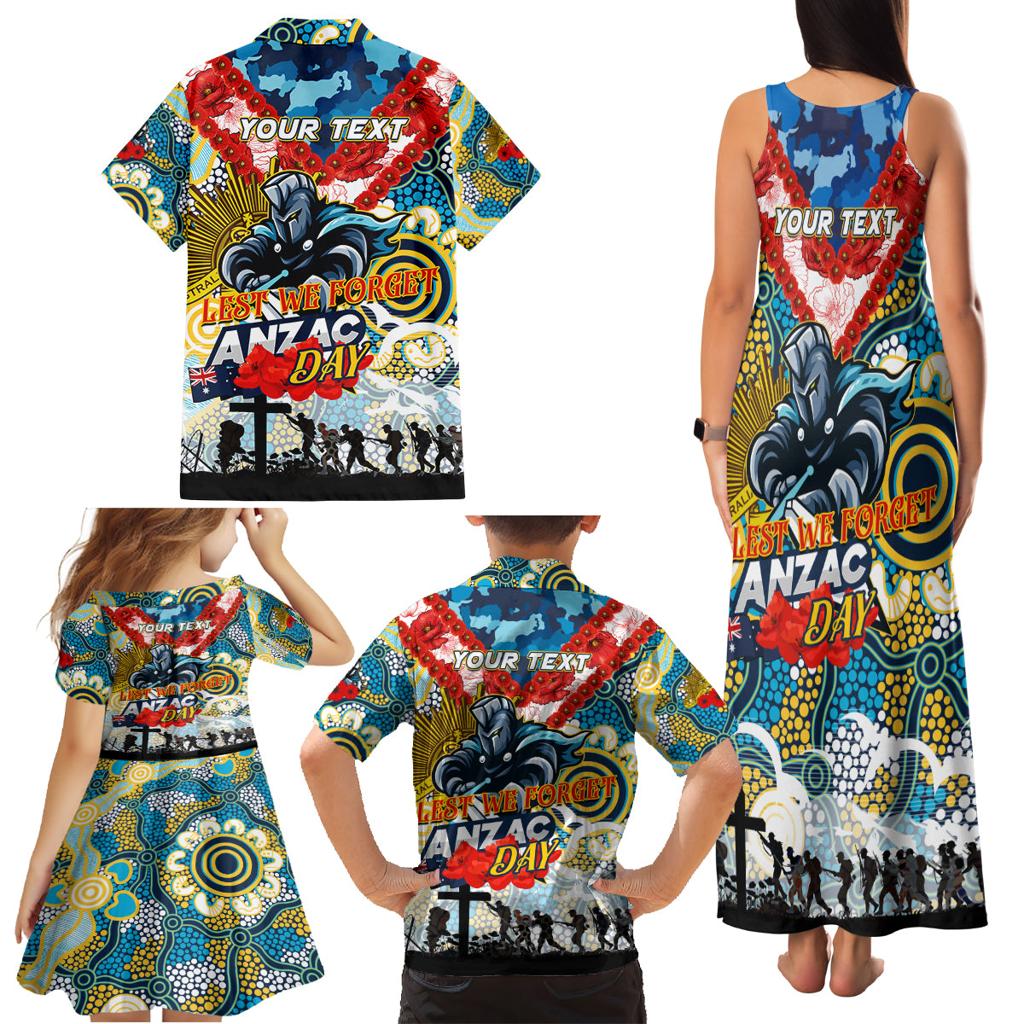 Personalised Titans ANZAC Day Family Matching Tank Maxi Dress and Hawaiian Shirt Aboriginal Rising Sun