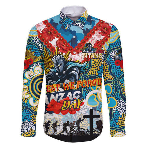 Personalised Titans ANZAC Day Family Matching Tank Maxi Dress and Hawaiian Shirt Aboriginal Rising Sun