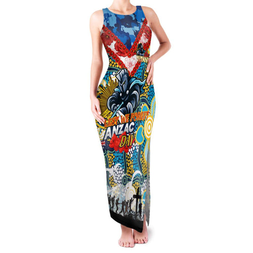 Personalised Titans ANZAC Day Family Matching Tank Maxi Dress and Hawaiian Shirt Aboriginal Rising Sun