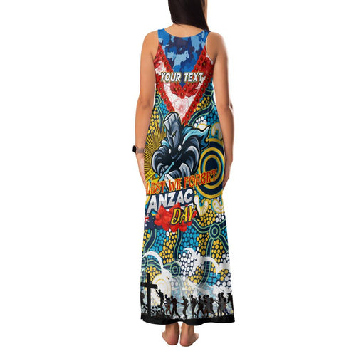 Personalised Titans ANZAC Day Family Matching Tank Maxi Dress and Hawaiian Shirt Aboriginal Rising Sun
