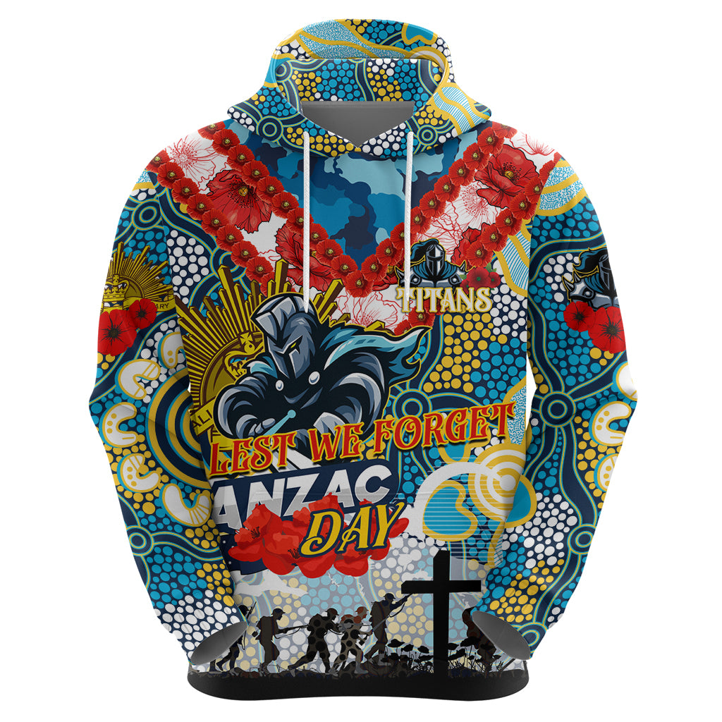 Personalised Titans ANZAC Day Hoodie Aboriginal Rising Sun