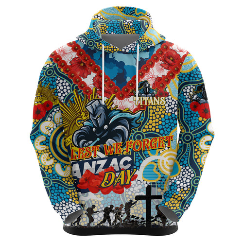 Personalised Titans ANZAC Day Hoodie Aboriginal Rising Sun