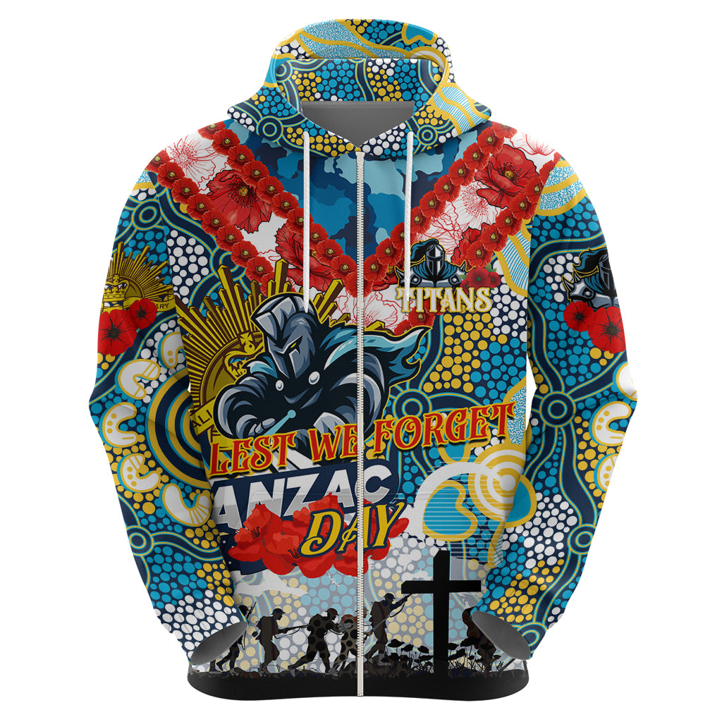 Personalised Titans ANZAC Day Hoodie Aboriginal Rising Sun