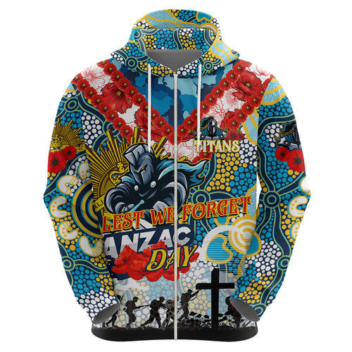 Personalised Titans ANZAC Day Hoodie Aboriginal Rising Sun