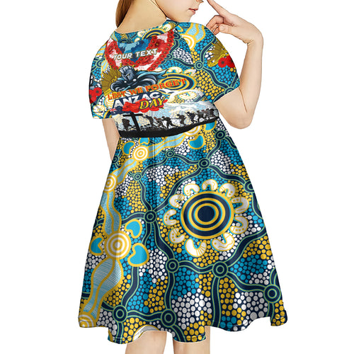 Personalised Titans ANZAC Day Kid Short Sleeve Dress Aboriginal Rising Sun
