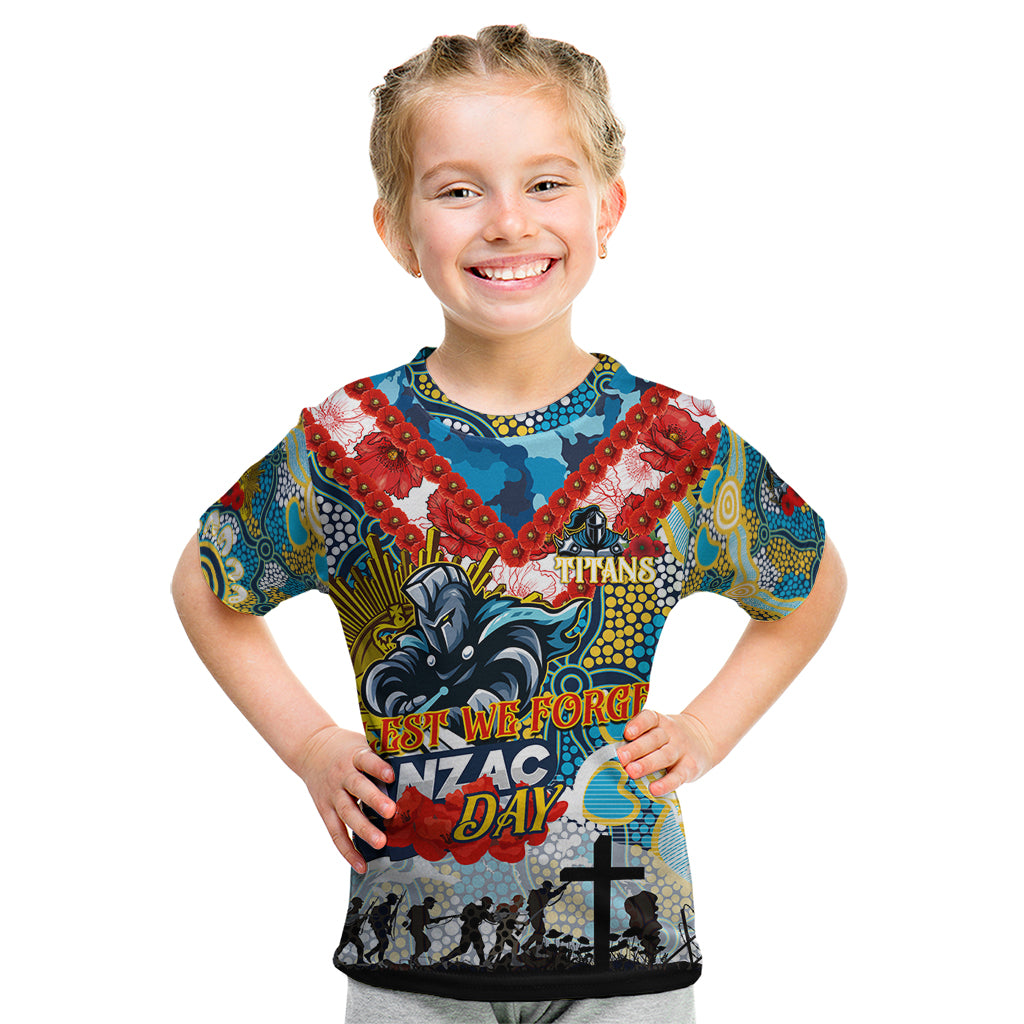 Personalised Titans ANZAC Day Kid T Shirt Aboriginal Rising Sun