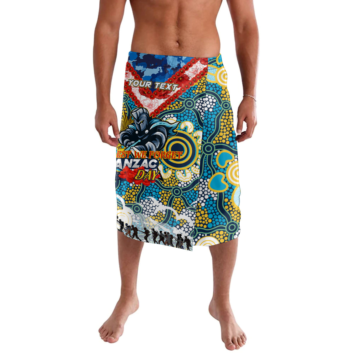 Personalised Titans ANZAC Day Lavalava Aboriginal Rising Sun