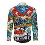 Personalised Titans ANZAC Day Long Sleeve Button Shirt Aboriginal Rising Sun