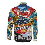 Personalised Titans ANZAC Day Long Sleeve Button Shirt Aboriginal Rising Sun