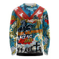Personalised Titans ANZAC Day Long Sleeve Shirt Aboriginal Rising Sun
