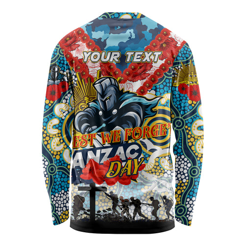Personalised Titans ANZAC Day Long Sleeve Shirt Aboriginal Rising Sun