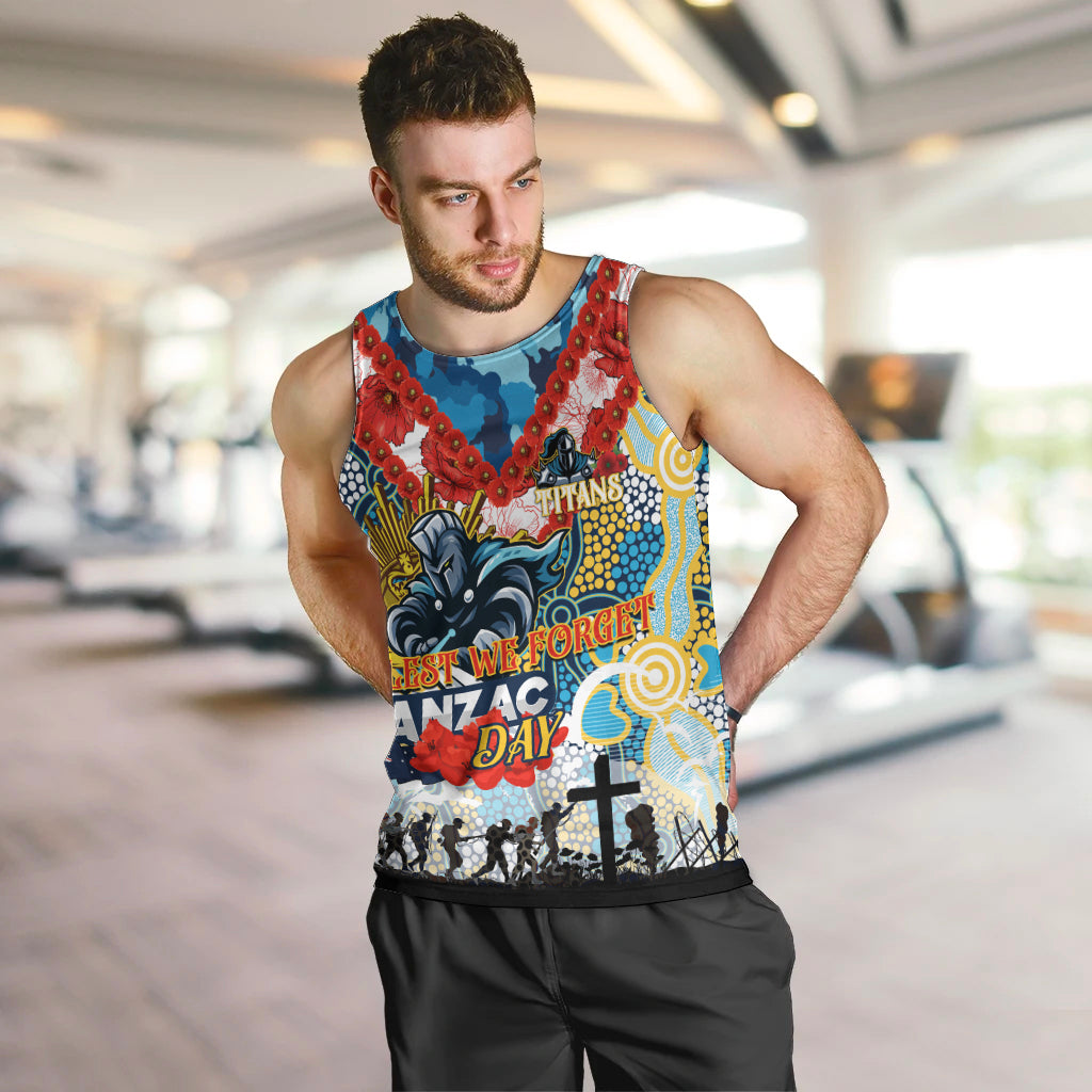Personalised Titans ANZAC Day Men Tank Top Aboriginal Rising Sun